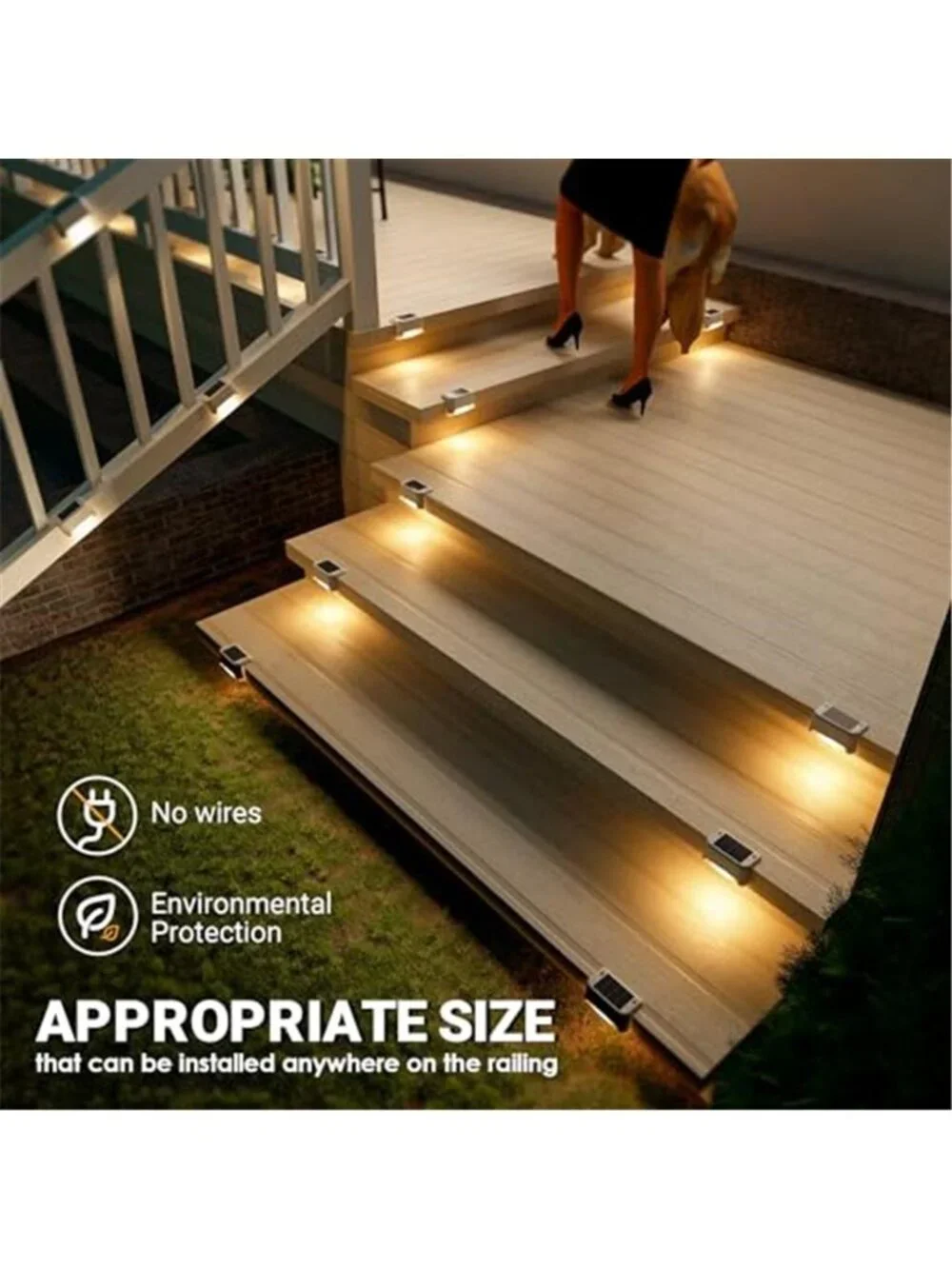 Solar Deck Lights Outdoor Waterproof LED Step Lights Fence Patio Garden